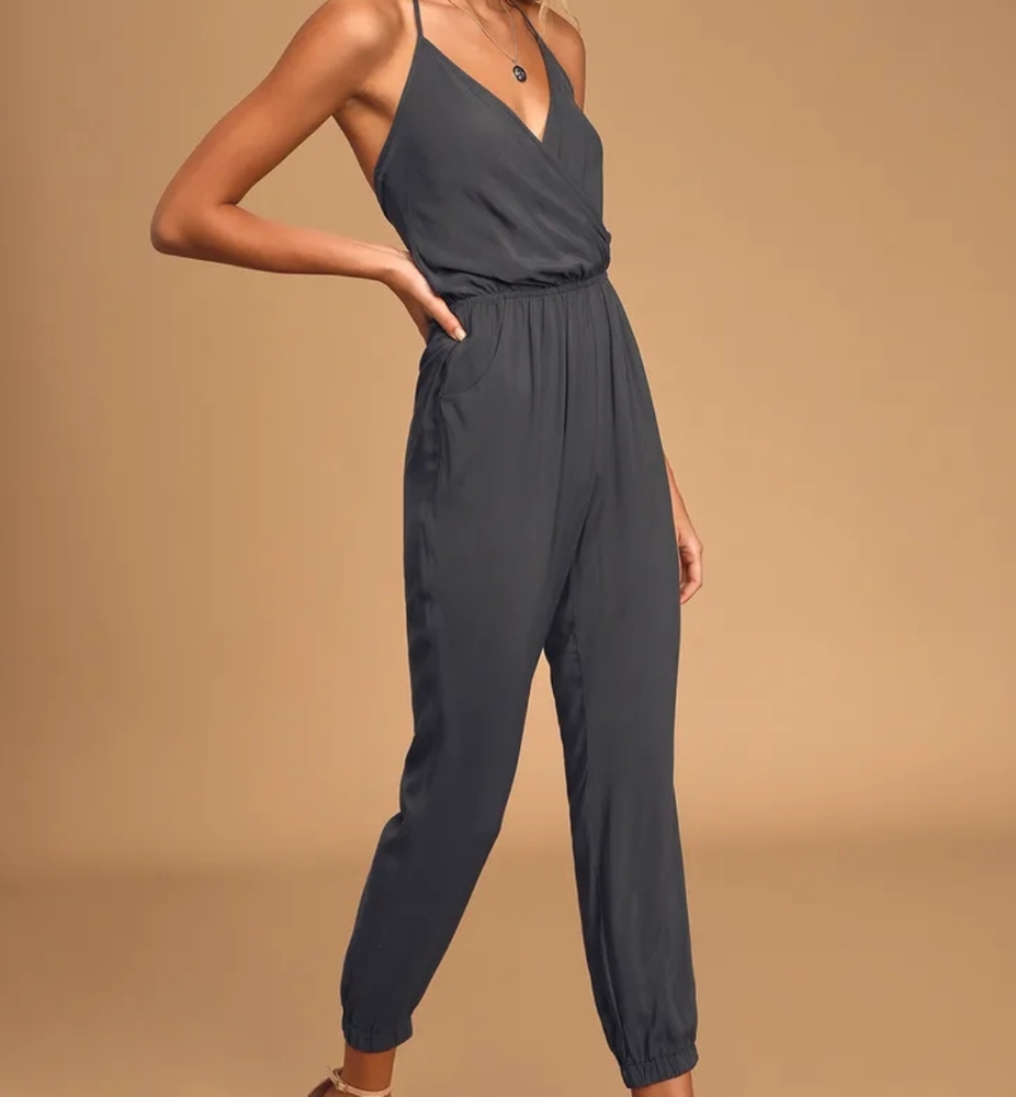 Lulu's Olive Green Halter Jumpsuit
